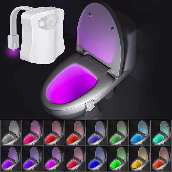 Lampa de veghe LED pentru toaleta, senzor de miscare si lumina, 8 culori diferite