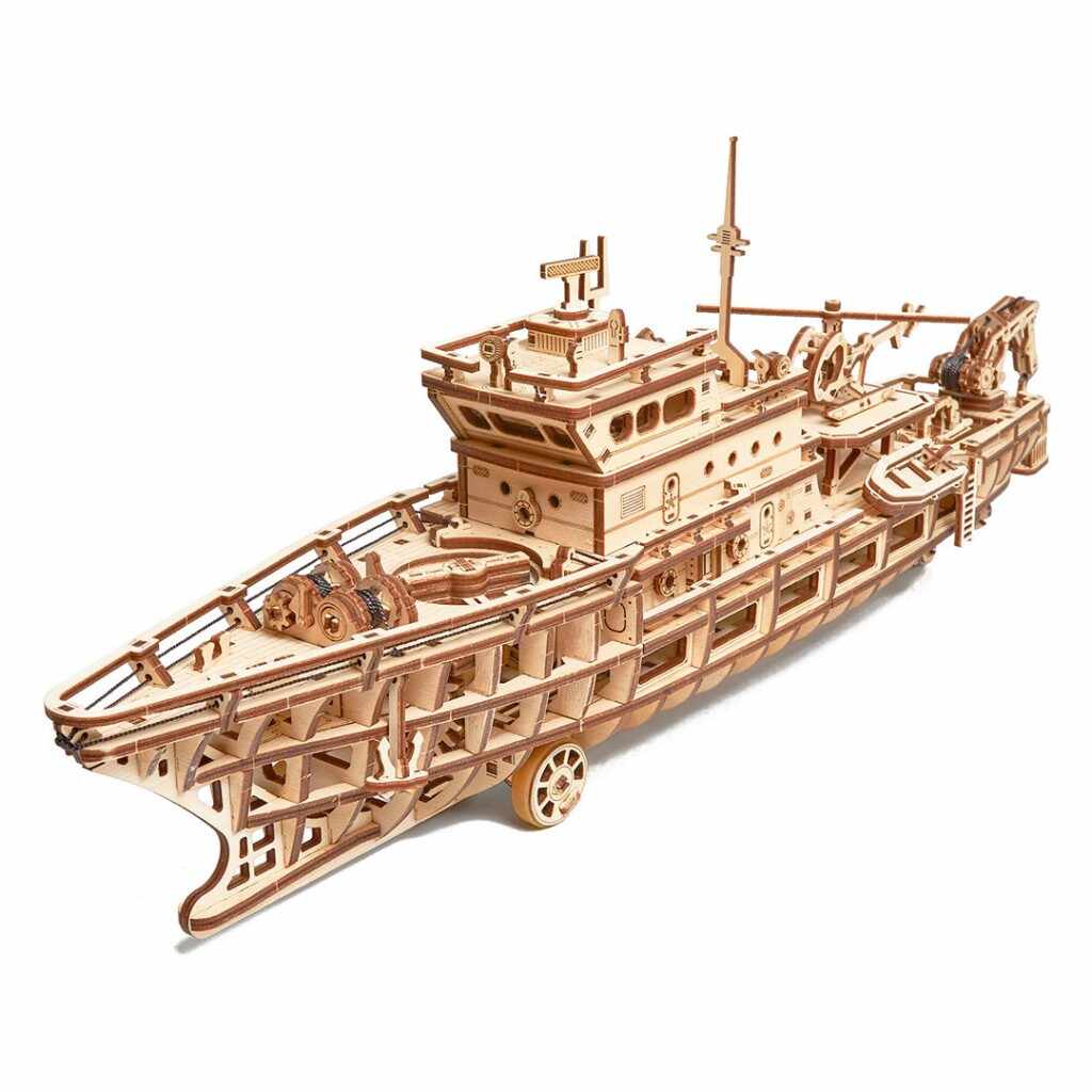 Puzzle 3D mecanic din lemn yacht