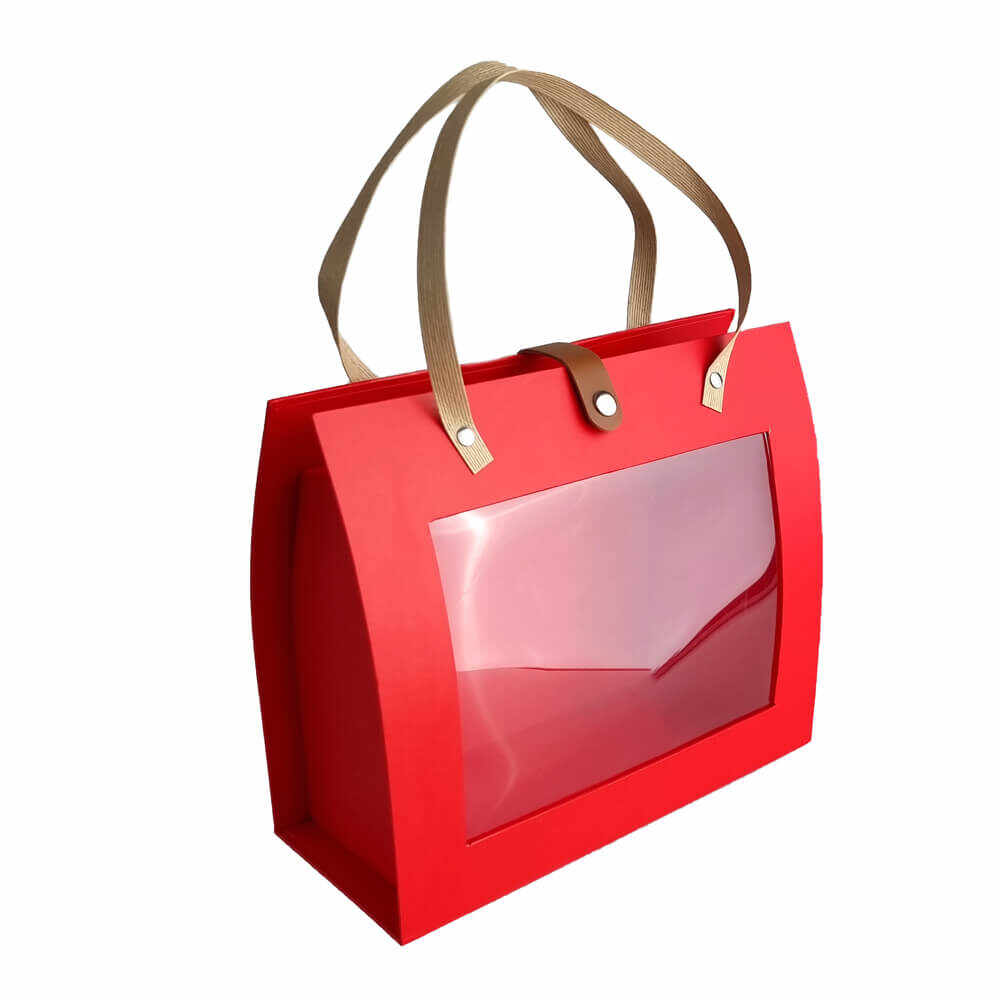 Cutie dreptunghiulară cu mânere ferestră și capsă - roșu