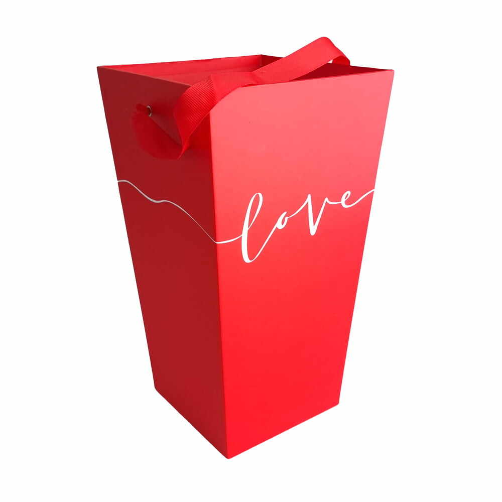 Cutie înaltă cu mâner model Love - roșu