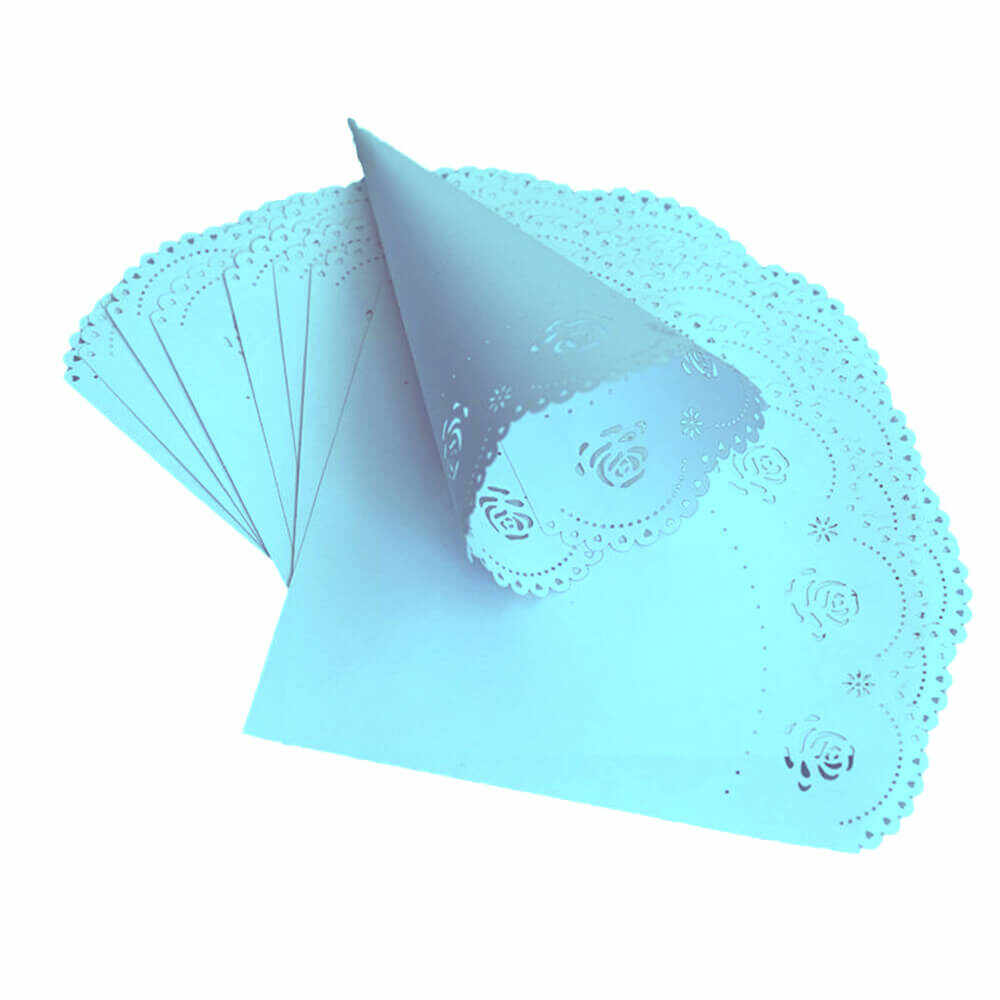 Con hârtie model trandafiri 14x14cm - bleu (set 50 buc)