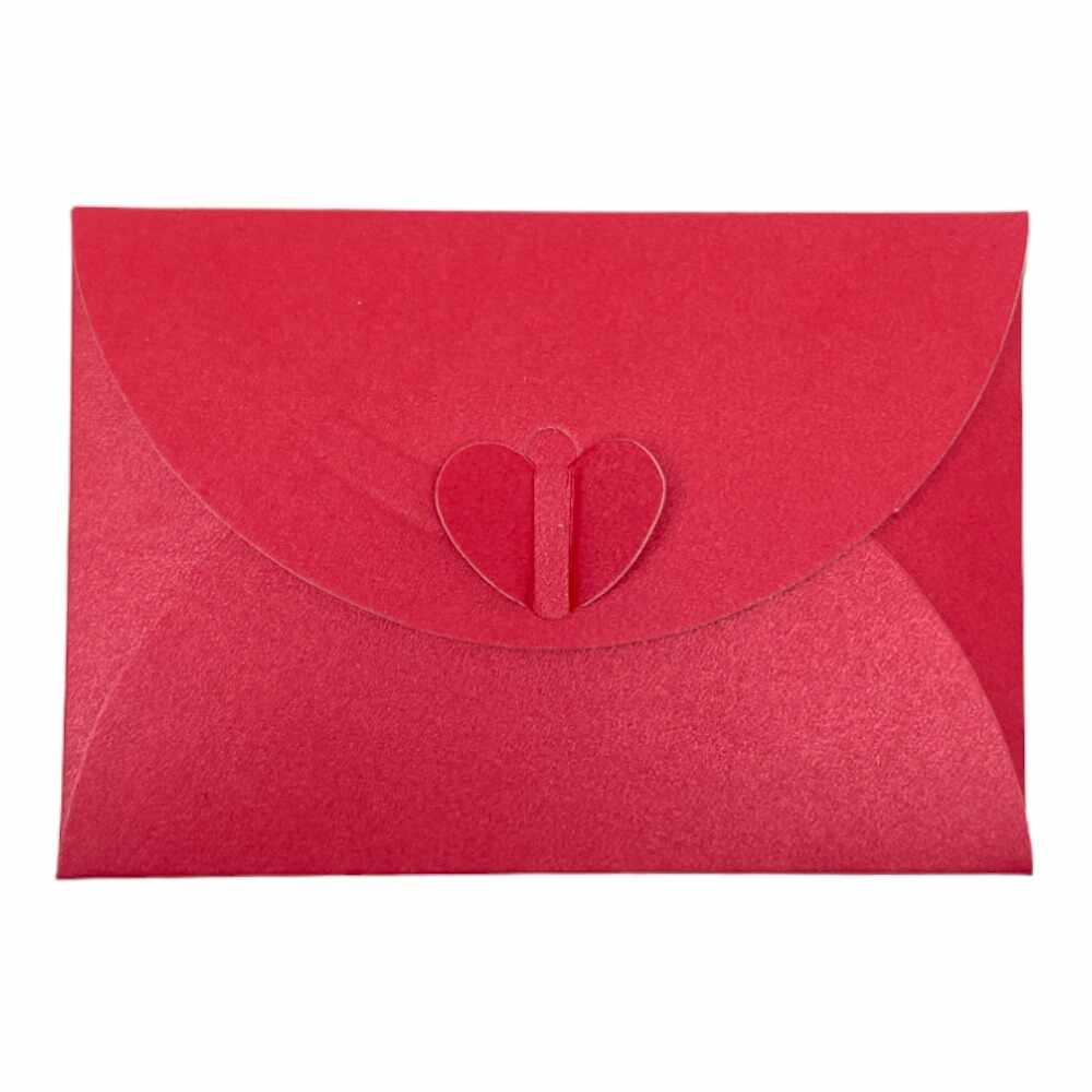 Plicuri hârtie cu închidere în formă de inimă - roșu (set 20 buc) 10x7cm