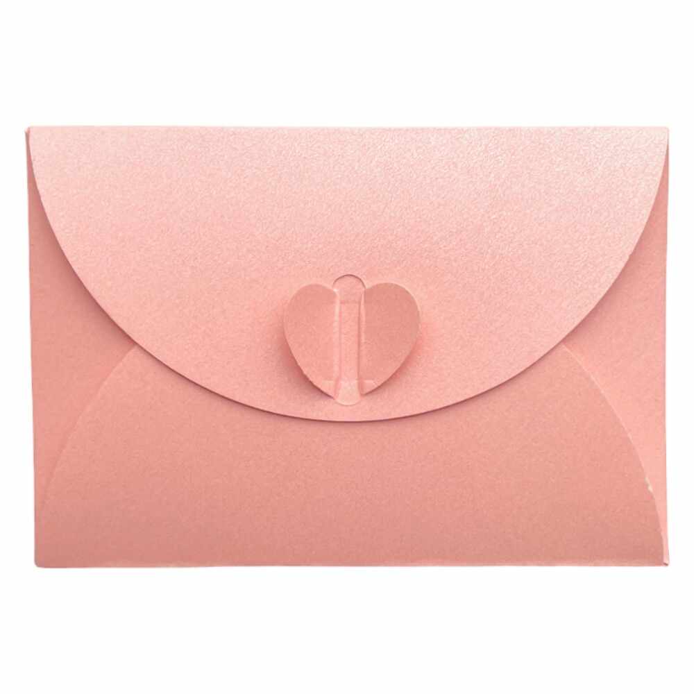 Plicuri hârtie cu închidere în formă de inimă - roz (set 20 buc) 10x7cm