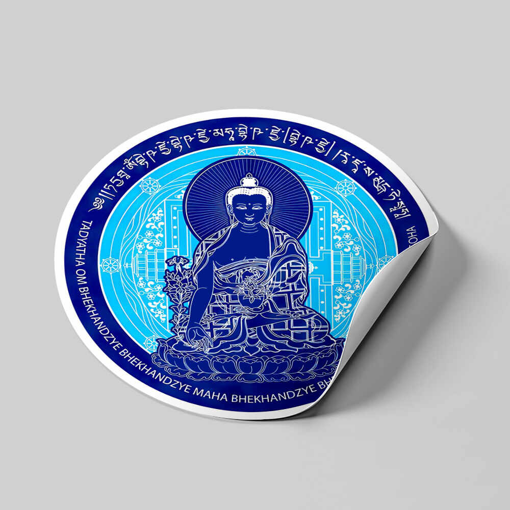 Abtibild sticker cu Buddha medicinei albastra cu floare de lotus 2024 – mare