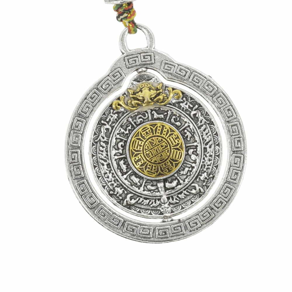 Amuleta – pandantiv cu cele 8 simboluri tibetane, dubla dorje si vasul prosperitatii